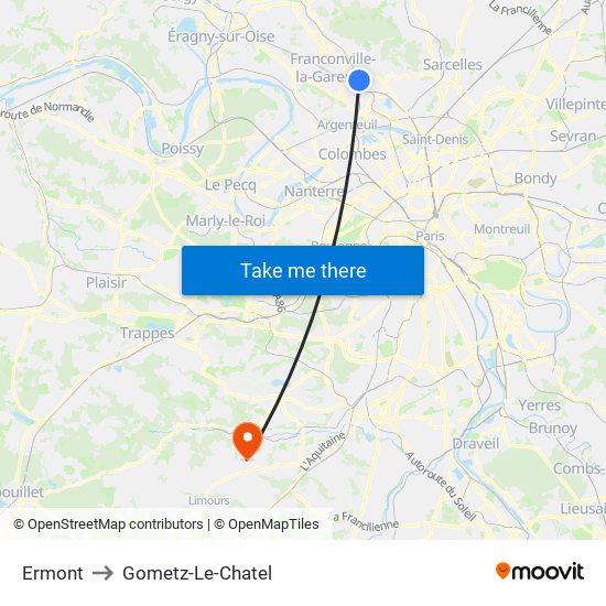 Ermont to Gometz-Le-Chatel map