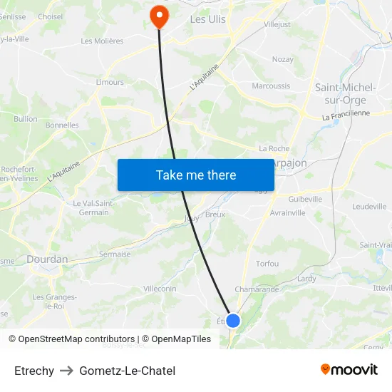 Etrechy to Gometz-Le-Chatel map