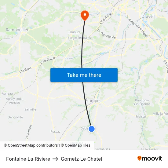 Fontaine-La-Riviere to Gometz-Le-Chatel map
