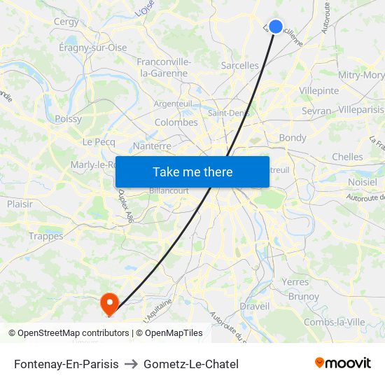 Fontenay-En-Parisis to Gometz-Le-Chatel map