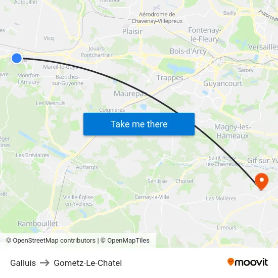 Galluis to Gometz-Le-Chatel map