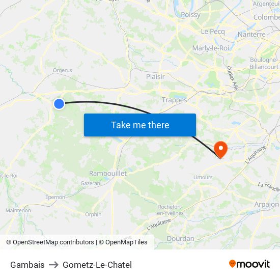 Gambais to Gometz-Le-Chatel map