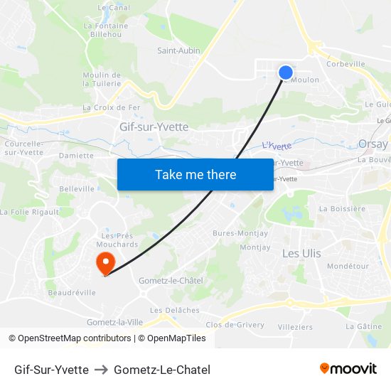 Gif-Sur-Yvette to Gometz-Le-Chatel map