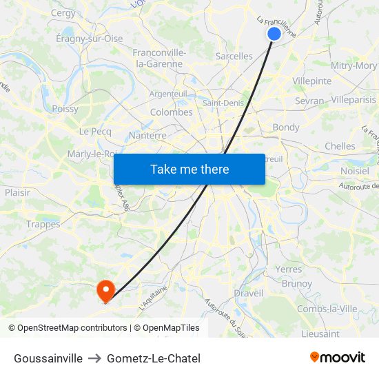 Goussainville to Gometz-Le-Chatel map