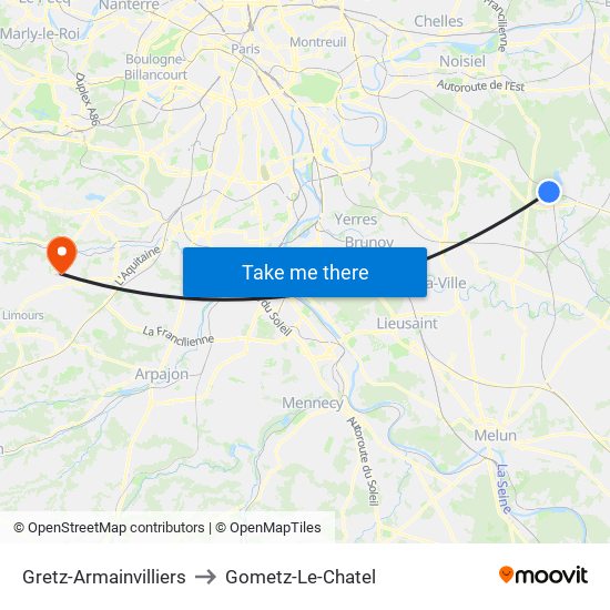 Gretz-Armainvilliers to Gometz-Le-Chatel map
