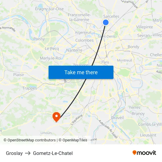 Groslay to Gometz-Le-Chatel map
