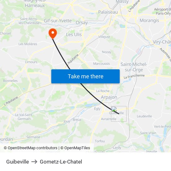Guibeville to Gometz-Le-Chatel map