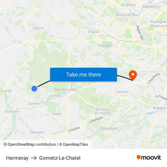 Hermeray to Gometz-Le-Chatel map