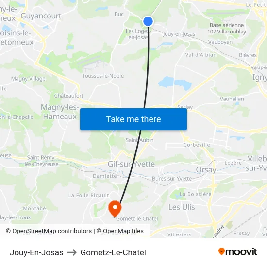 Jouy-En-Josas to Gometz-Le-Chatel map