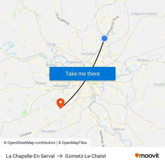 La Chapelle-En-Serval to Gometz-Le-Chatel map