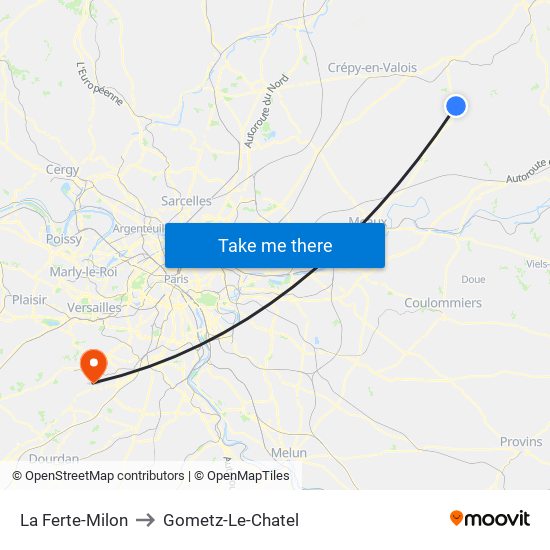 La Ferte-Milon to Gometz-Le-Chatel map