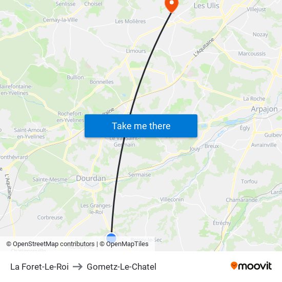 La Foret-Le-Roi to Gometz-Le-Chatel map