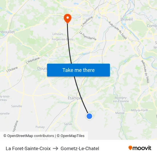 La Foret-Sainte-Croix to Gometz-Le-Chatel map