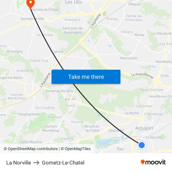 La Norville to Gometz-Le-Chatel map