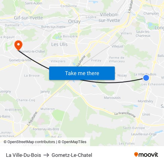 La Ville-Du-Bois to Gometz-Le-Chatel map