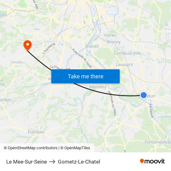 Le Mee-Sur-Seine to Gometz-Le-Chatel map