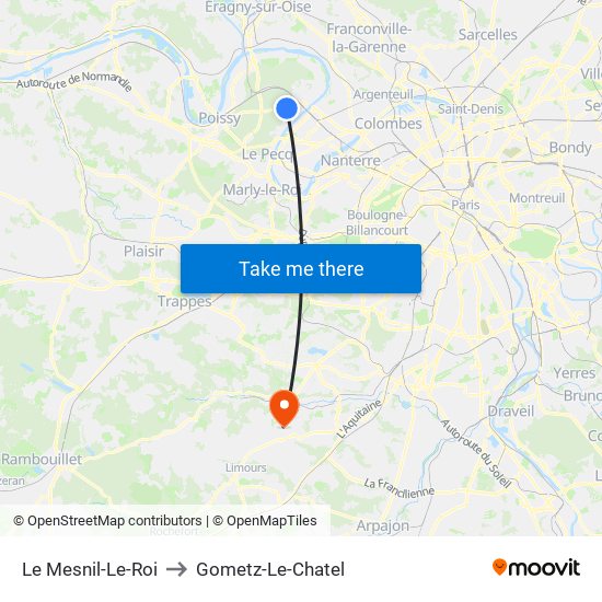 Le Mesnil-Le-Roi to Gometz-Le-Chatel map
