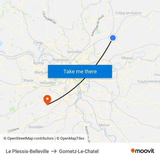 Le Plessis-Belleville to Gometz-Le-Chatel map