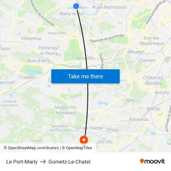 Le Port-Marly to Gometz-Le-Chatel map