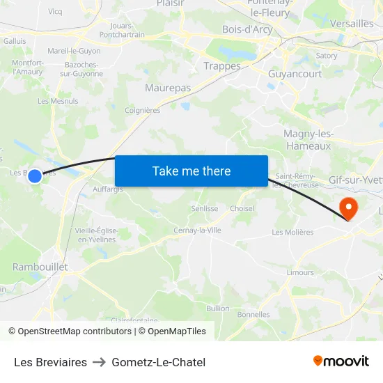 Les Breviaires to Gometz-Le-Chatel map