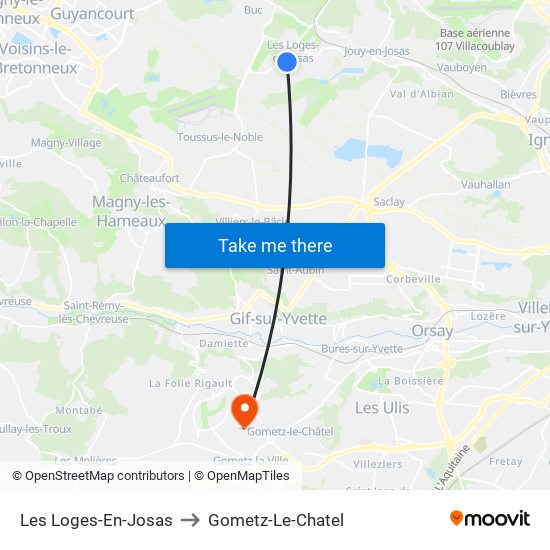 Les Loges-En-Josas to Gometz-Le-Chatel map