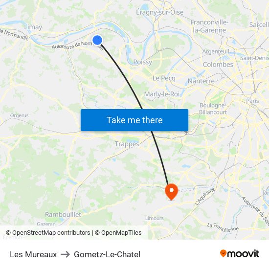 Les Mureaux to Gometz-Le-Chatel map