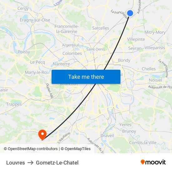 Louvres to Gometz-Le-Chatel map