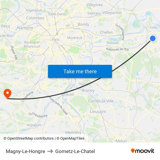 Magny-Le-Hongre to Gometz-Le-Chatel map