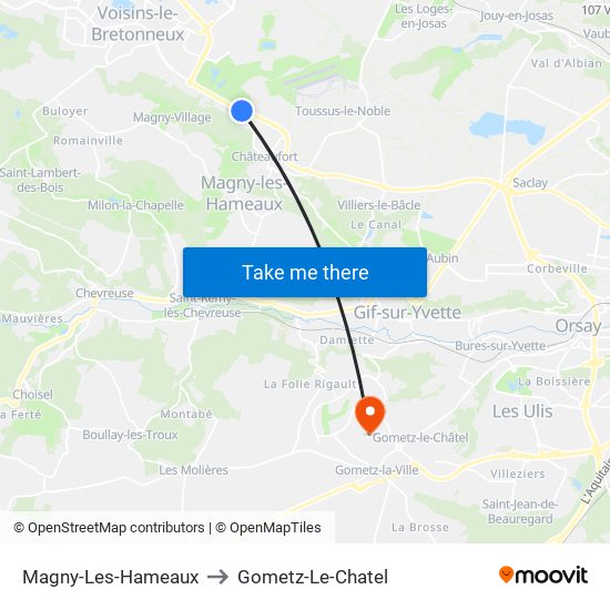 Magny-Les-Hameaux to Gometz-Le-Chatel map