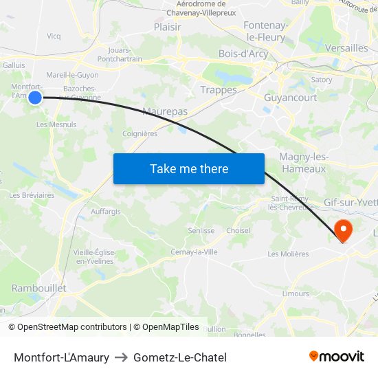 Montfort-L'Amaury to Gometz-Le-Chatel map