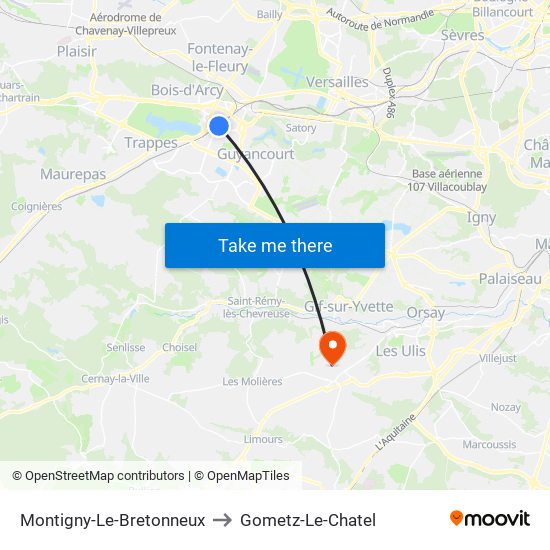 Montigny-Le-Bretonneux to Gometz-Le-Chatel map