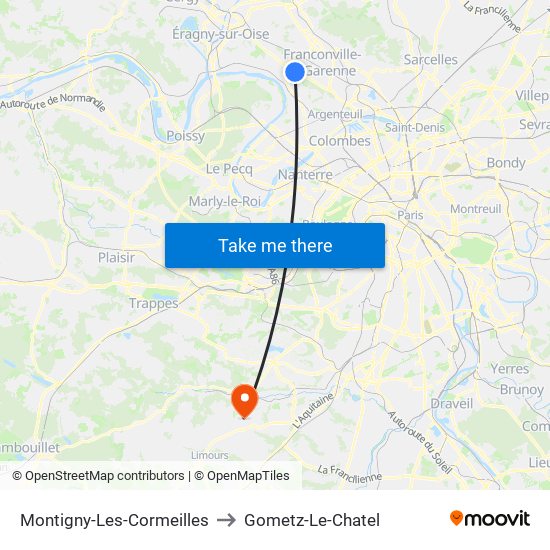 Montigny-Les-Cormeilles to Gometz-Le-Chatel map