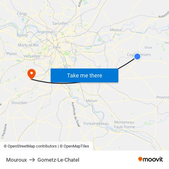 Mouroux to Gometz-Le-Chatel map