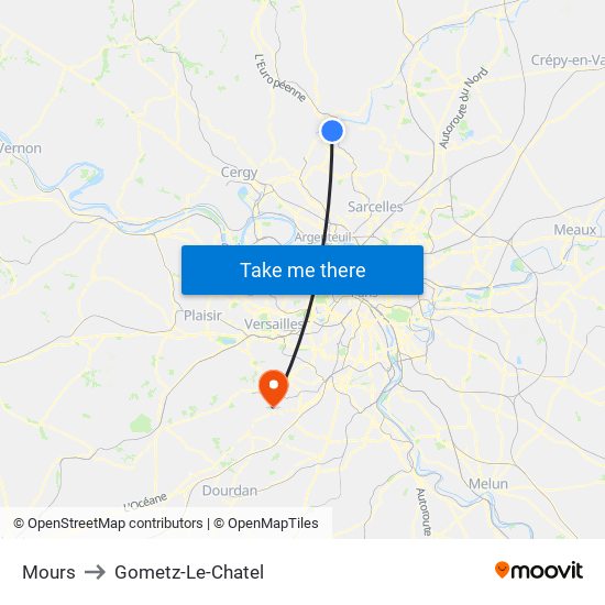 Mours to Gometz-Le-Chatel map