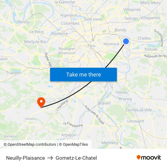 Neuilly-Plaisance to Gometz-Le-Chatel map