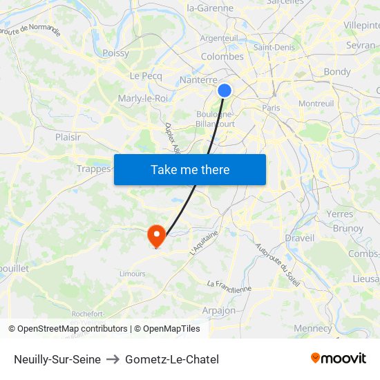 Neuilly-Sur-Seine to Gometz-Le-Chatel map