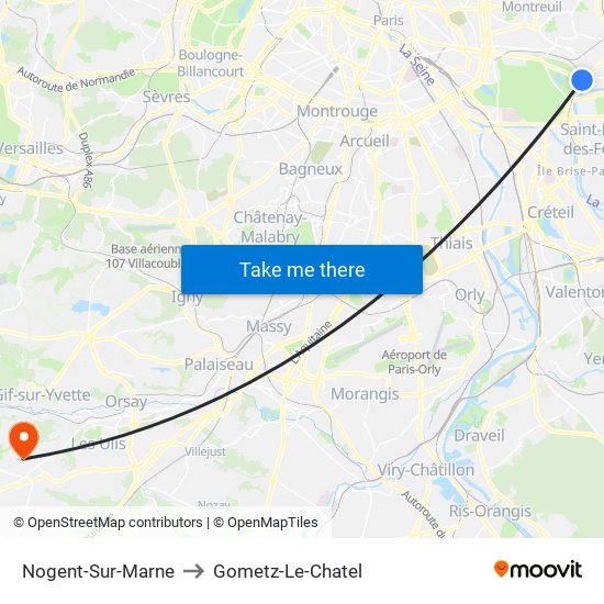 Nogent-Sur-Marne to Gometz-Le-Chatel map