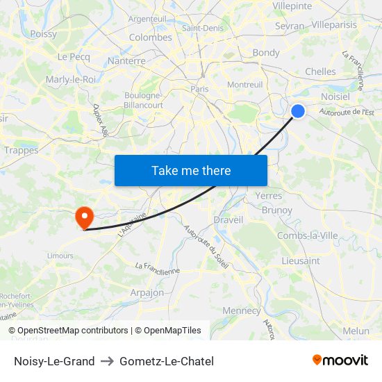 Noisy-Le-Grand to Gometz-Le-Chatel map