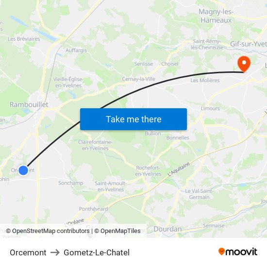 Orcemont to Gometz-Le-Chatel map