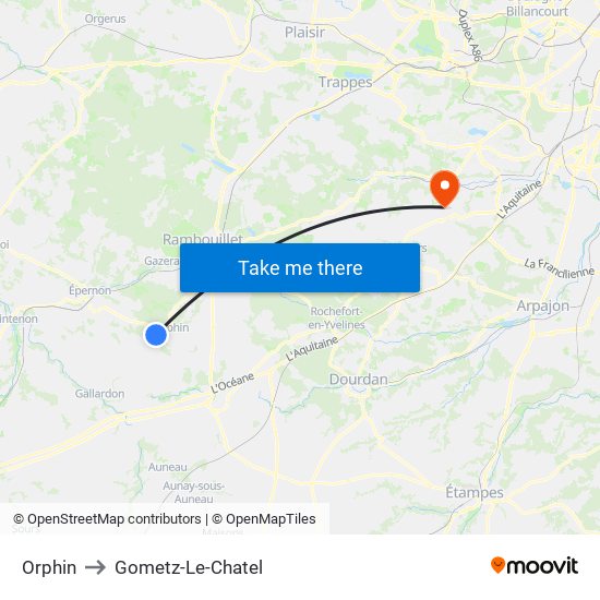 Orphin to Gometz-Le-Chatel map