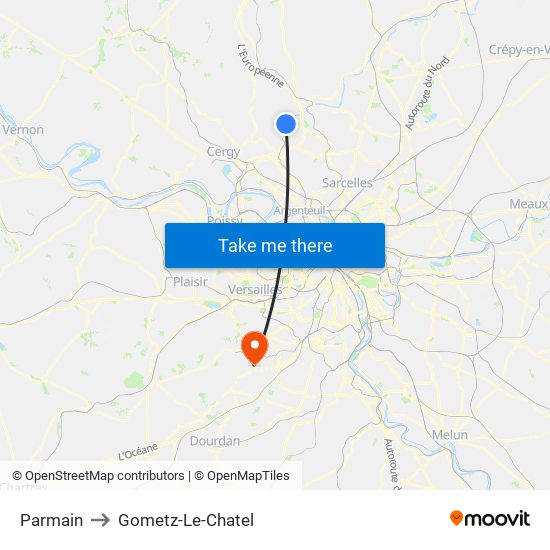 Parmain to Gometz-Le-Chatel map