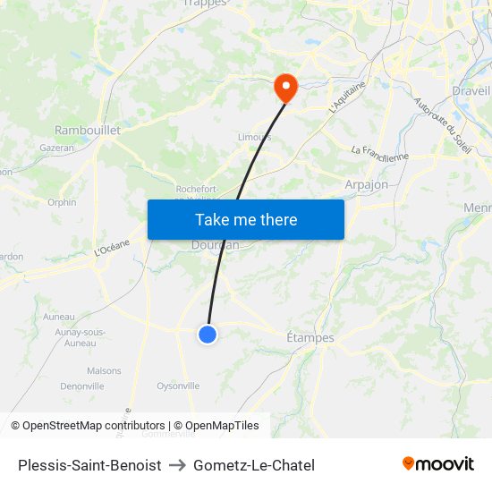 Plessis-Saint-Benoist to Gometz-Le-Chatel map