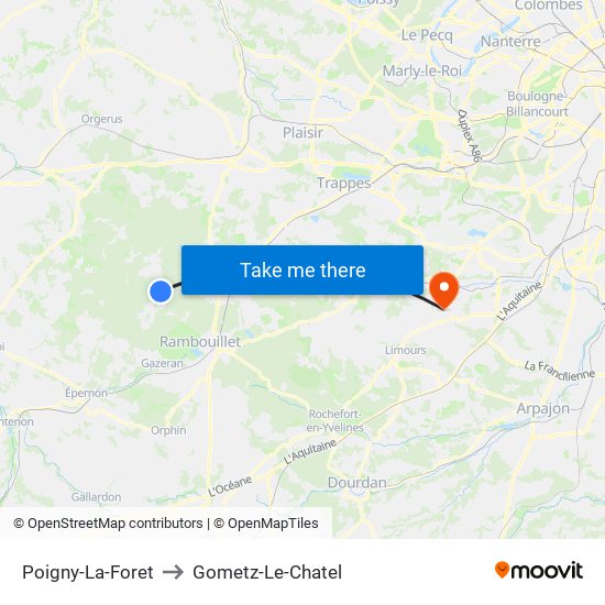 Poigny-La-Foret to Gometz-Le-Chatel map