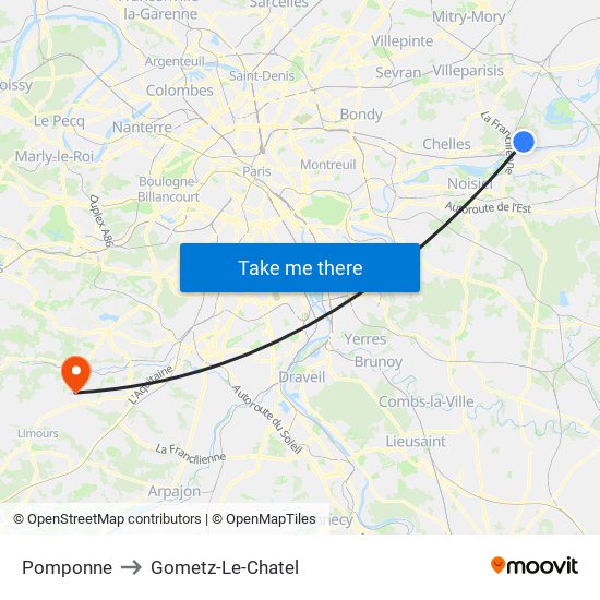 Pomponne to Gometz-Le-Chatel map