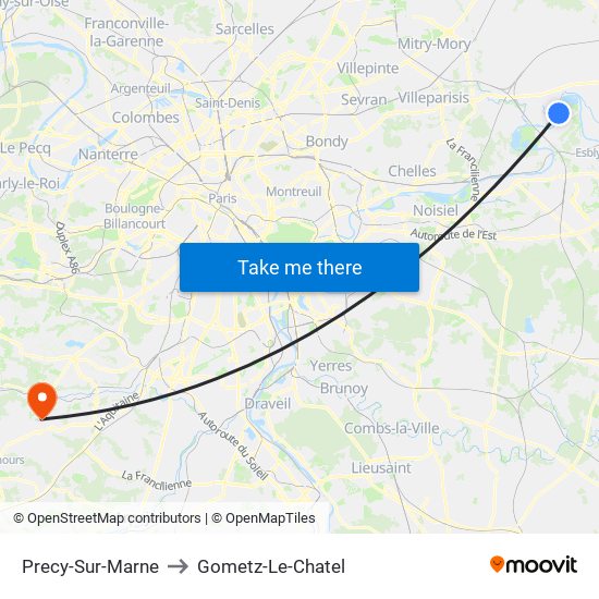 Precy-Sur-Marne to Gometz-Le-Chatel map