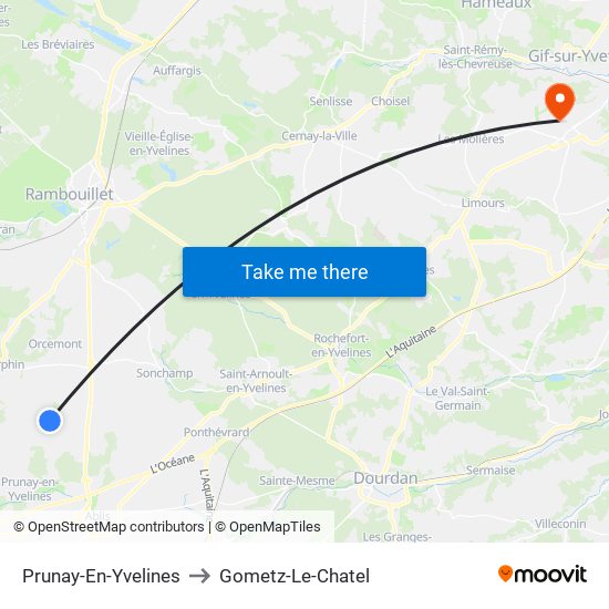 Prunay-En-Yvelines to Gometz-Le-Chatel map
