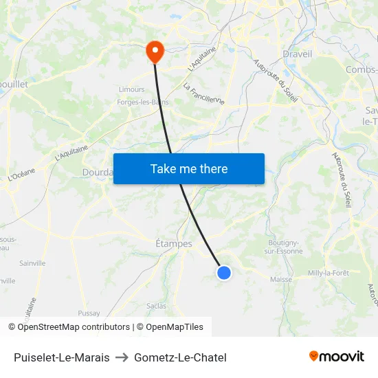 Puiselet-Le-Marais to Gometz-Le-Chatel map