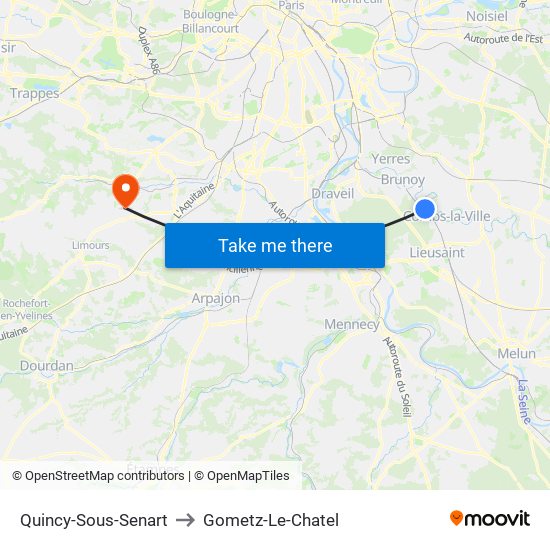 Quincy-Sous-Senart to Gometz-Le-Chatel map