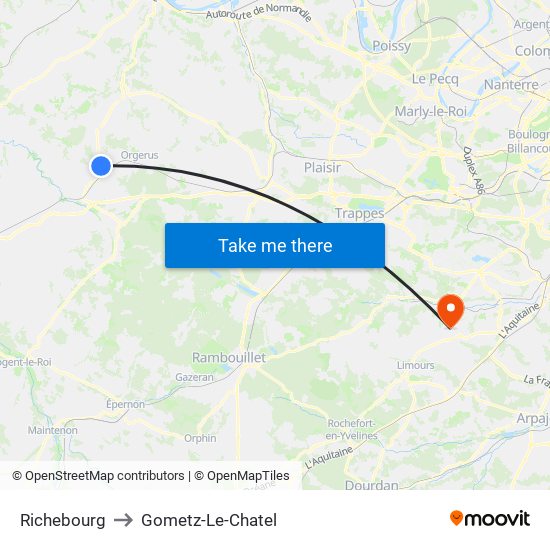 Richebourg to Gometz-Le-Chatel map