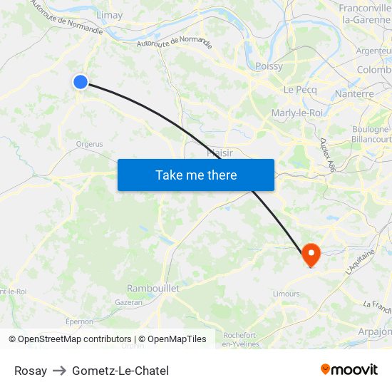 Rosay to Gometz-Le-Chatel map